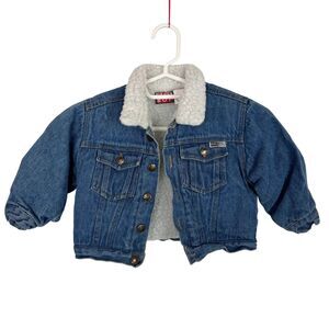 Vintage Bugle Boy Denim Trucker Jacket Faux Sherpa Lined Boys 4T